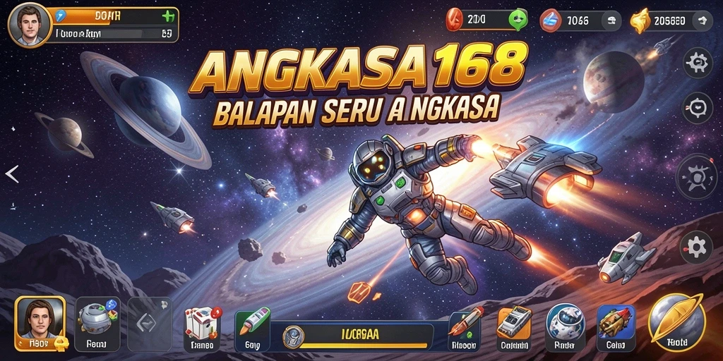 Tampilan gameplay balapan luar angkasa yang mendebarkan.