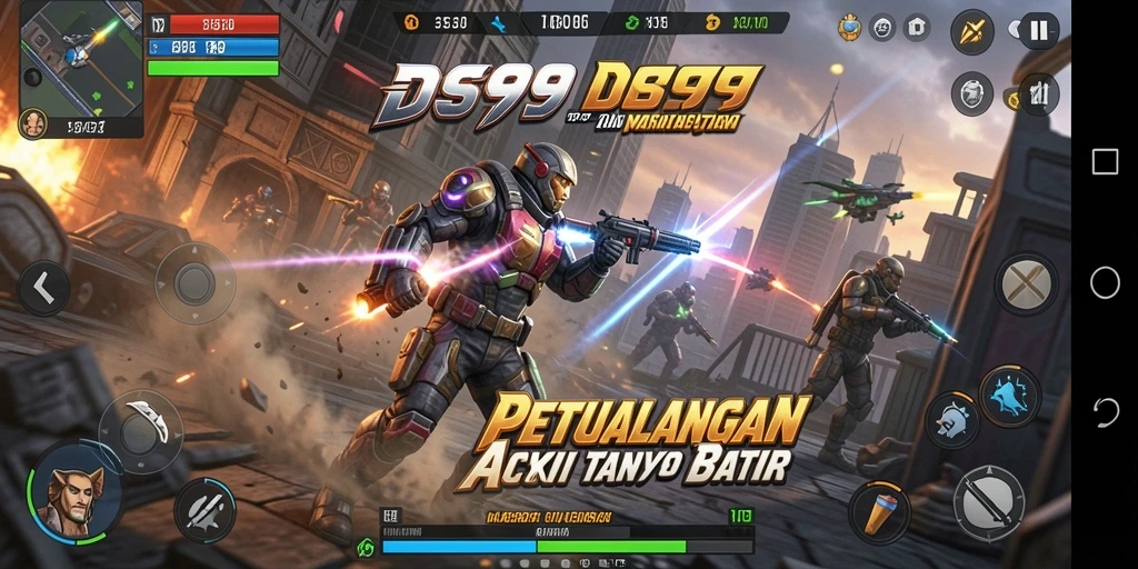 Screenshot gameplay DS99 menampilkan aksi seru dan karakter berani.
