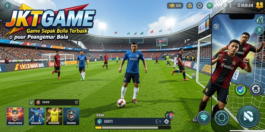 Tangkapan layar JKTGAME yang menampilkan aksi seru di lapangan sepak bola.