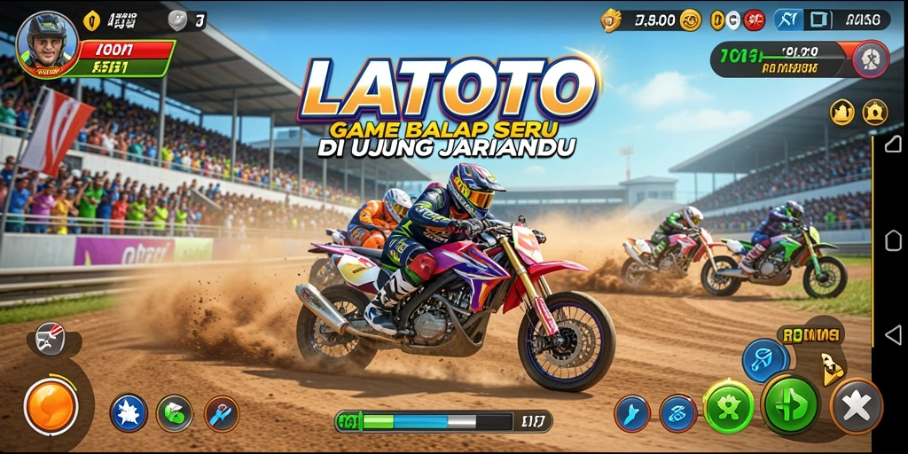 Tampilan gameplay LATOTO yang mendebarkan dan penuh aksi balap.